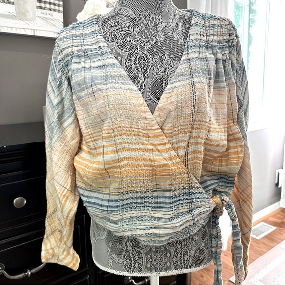 Free People Plaid Boho Crop Blouse Size M - Picture 3 of 16